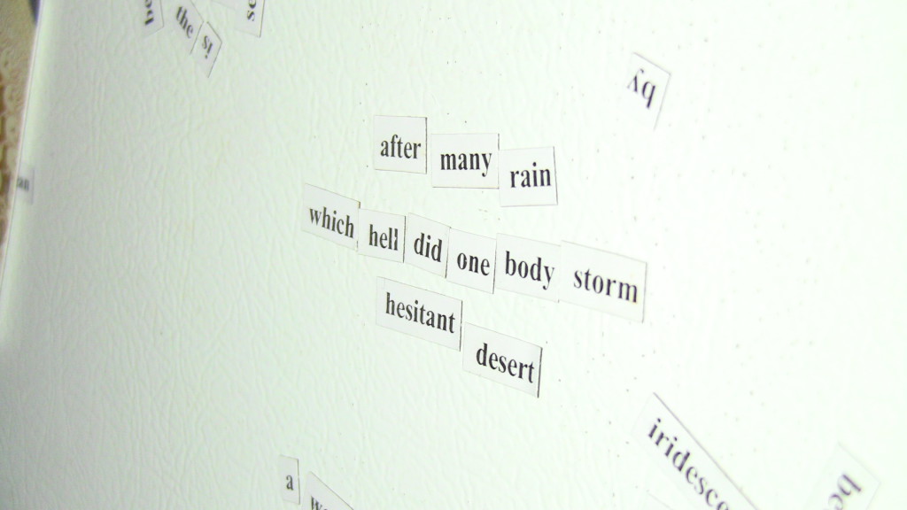 MAGNET POETRY: after many rain / which hell did one body storm / hesitant desert